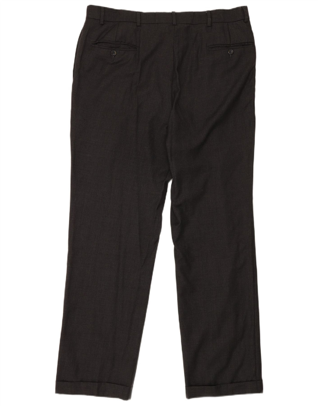 NAUTICA Pantalón de traje con pinzas para hombre W38 L32 Lana a cuadros gris