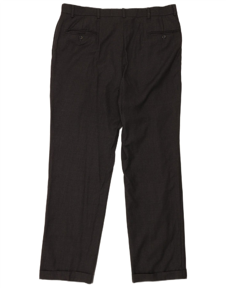 NAUTICA Pantalón de traje con pinzas para hombre W38 L32 Lana a cuadros gris