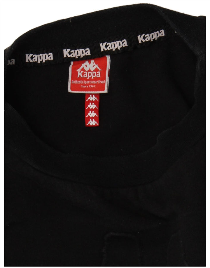 Kappa Top corto con gráfico para mujer, manga 3/4, UK 44, mediano, negro