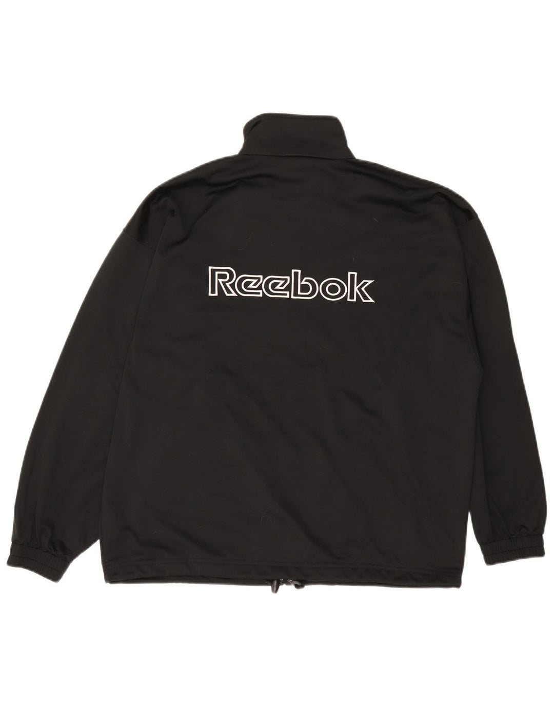 Reebok Mens Graphic Loose Fit Chándal Top Chaqueta Pequeña Poliéster Negro