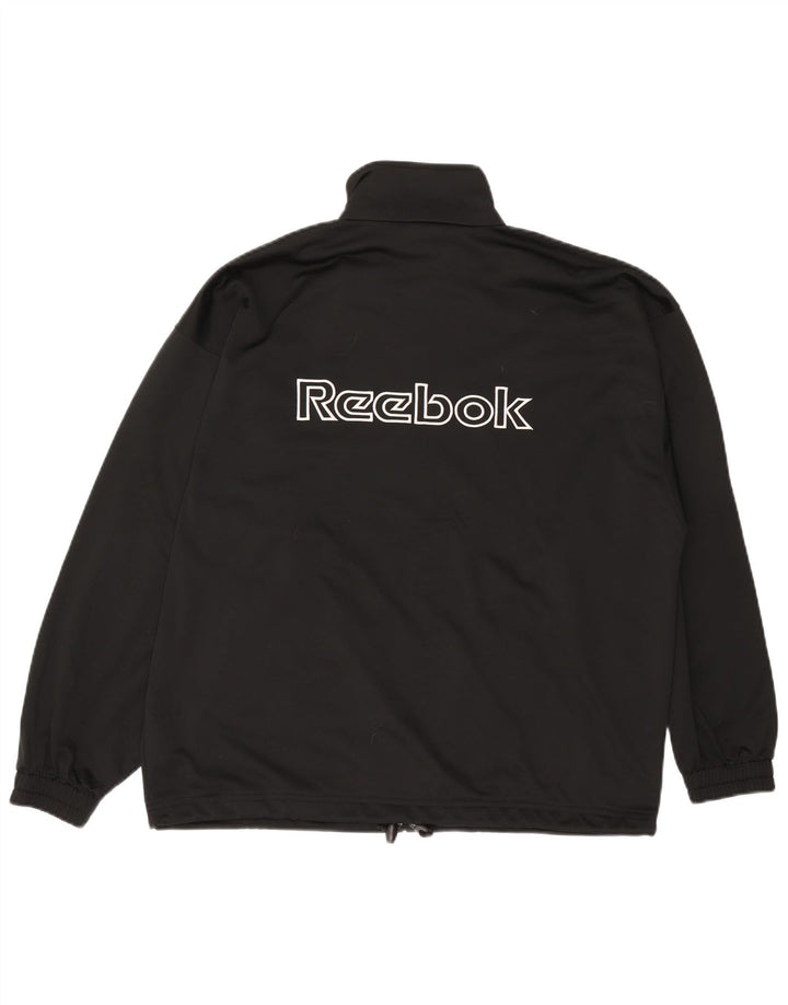 Reebok Mens Graphic Loose Fit Chándal Top Chaqueta Pequeña Poliéster Negro