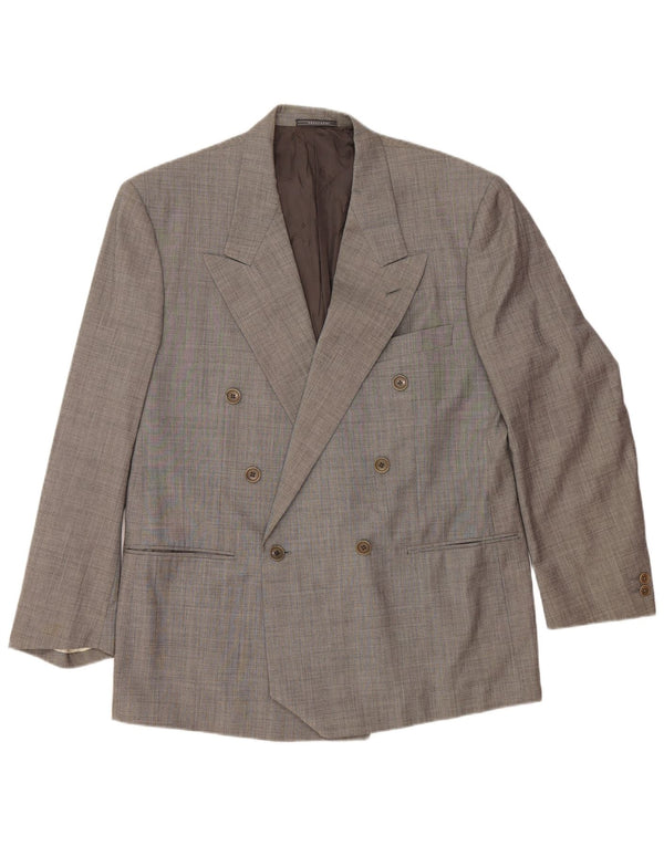 TRUSSARDI Chaqueta tipo blazer con doble botonadura para hombre IT 52 XL Lana virgen gris