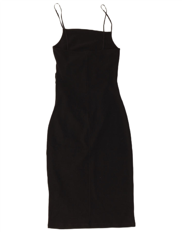 Zara Mujer Vestido Ajustado Sin Mangas UK 40 Mediano Poliéster Negro