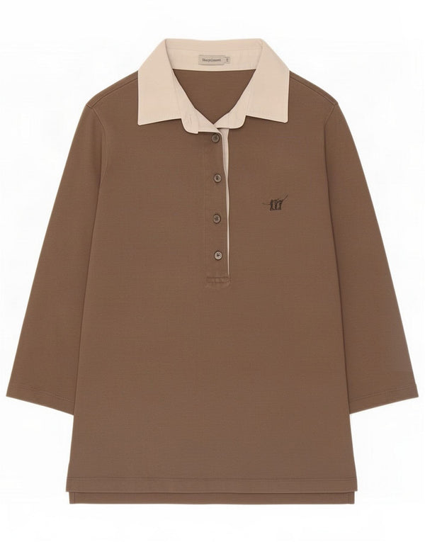 Polo de manga 3/4 para mujer Henry s IT 44 Bloque de color beige medio