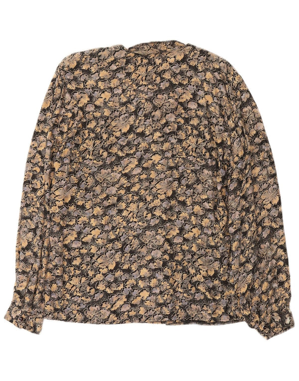 Vintage mujer camisa blusa Reino Unido 18 XL gris floral