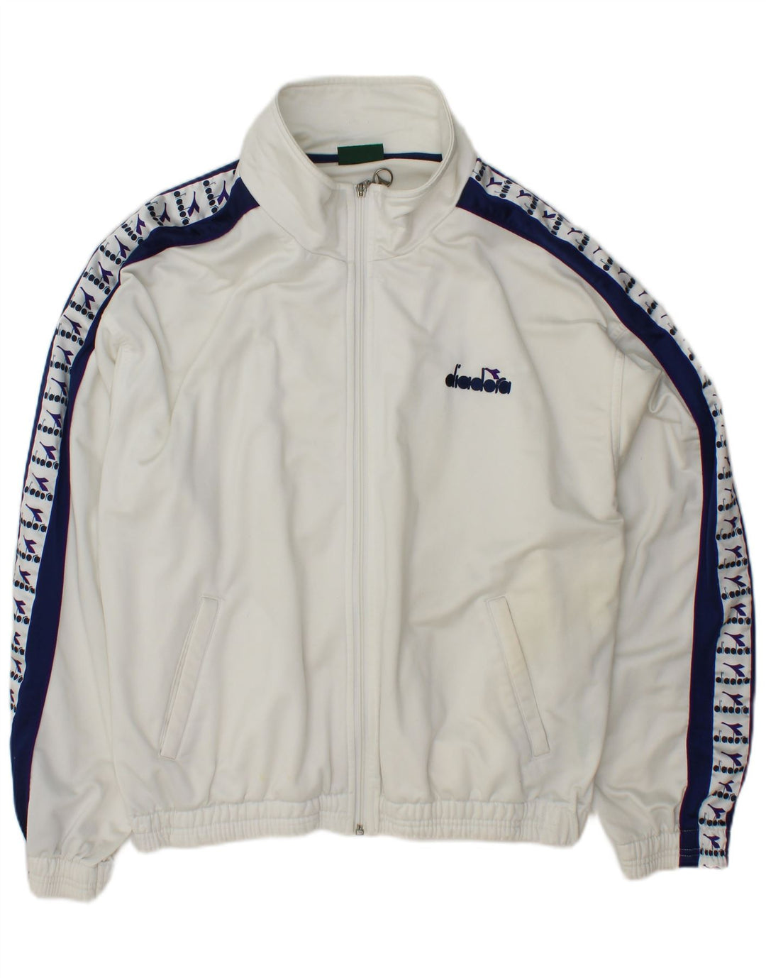 DIADORA Chaqueta superior de chándal con gráfico para hombre, talla grande, color blanco