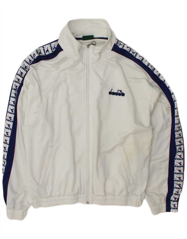 DIADORA Chaqueta superior de chándal con gráfico para hombre, talla grande, color blanco