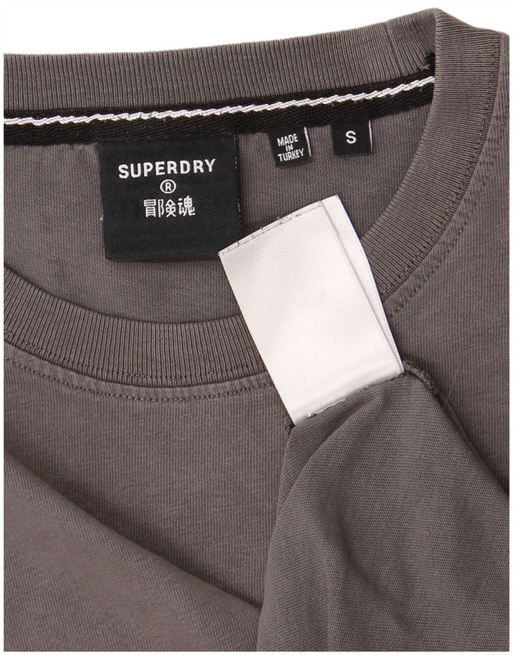 SUPERDRY Hombre Camiseta Top Small Gris Algodón