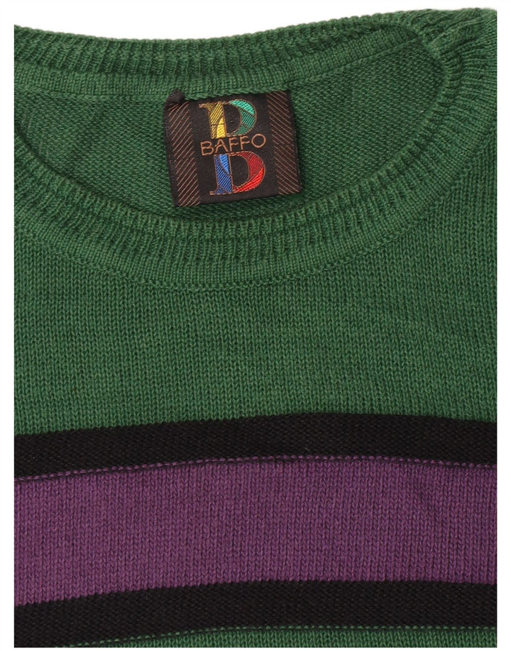 Baffo Jersey con cuello redondo para hombre, talla grande, color verde a rayas