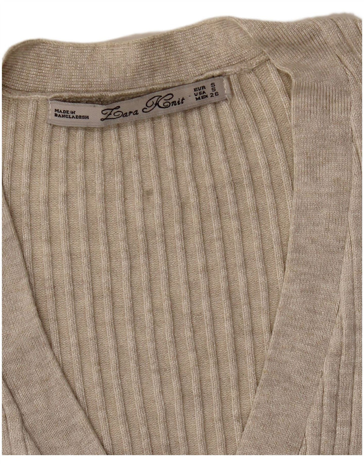 Zara Mujer Cárdigan Suéter UK 8 Small Beige