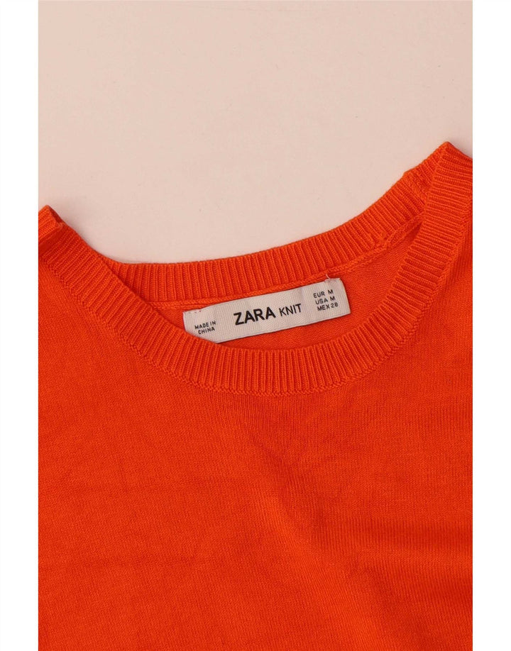 Zara Mujer Chaleco Camiseta Sin Mangas UK 12 Mediano Naranja