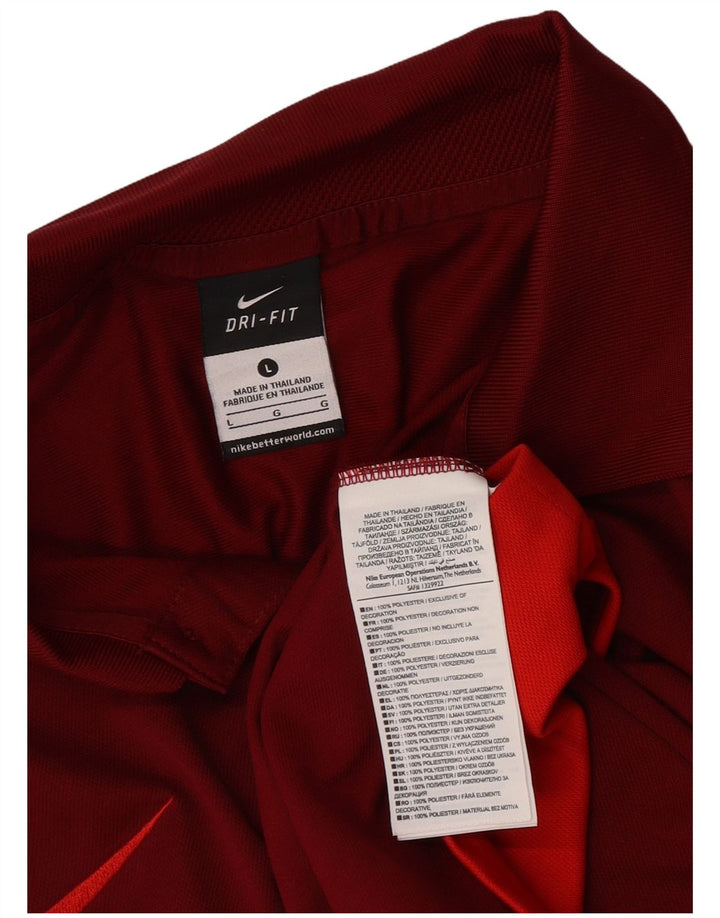 Polo Nike Dri Fit Para Hombre Poliéster Color Block Rojo Grande