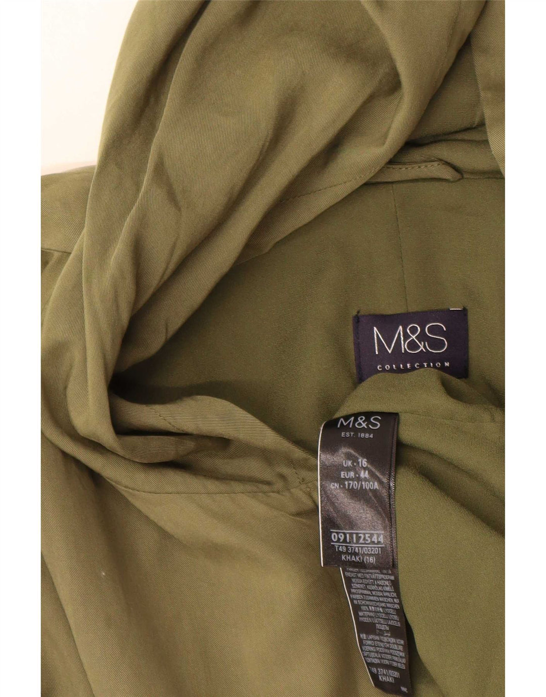 Marks & Spencer Chaqueta Parka con Capucha para Mujer UK 46 Grande Poliéster Caqui