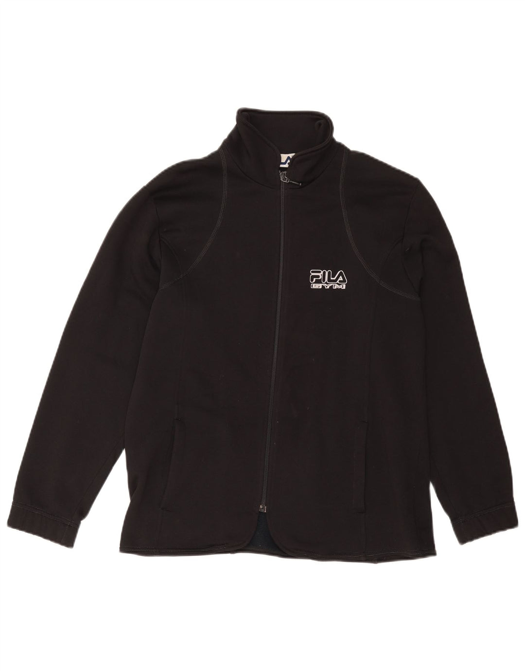 FILA Chaqueta superior de chándal gráfico para mujer UK 40 Mediano Poliéster negro