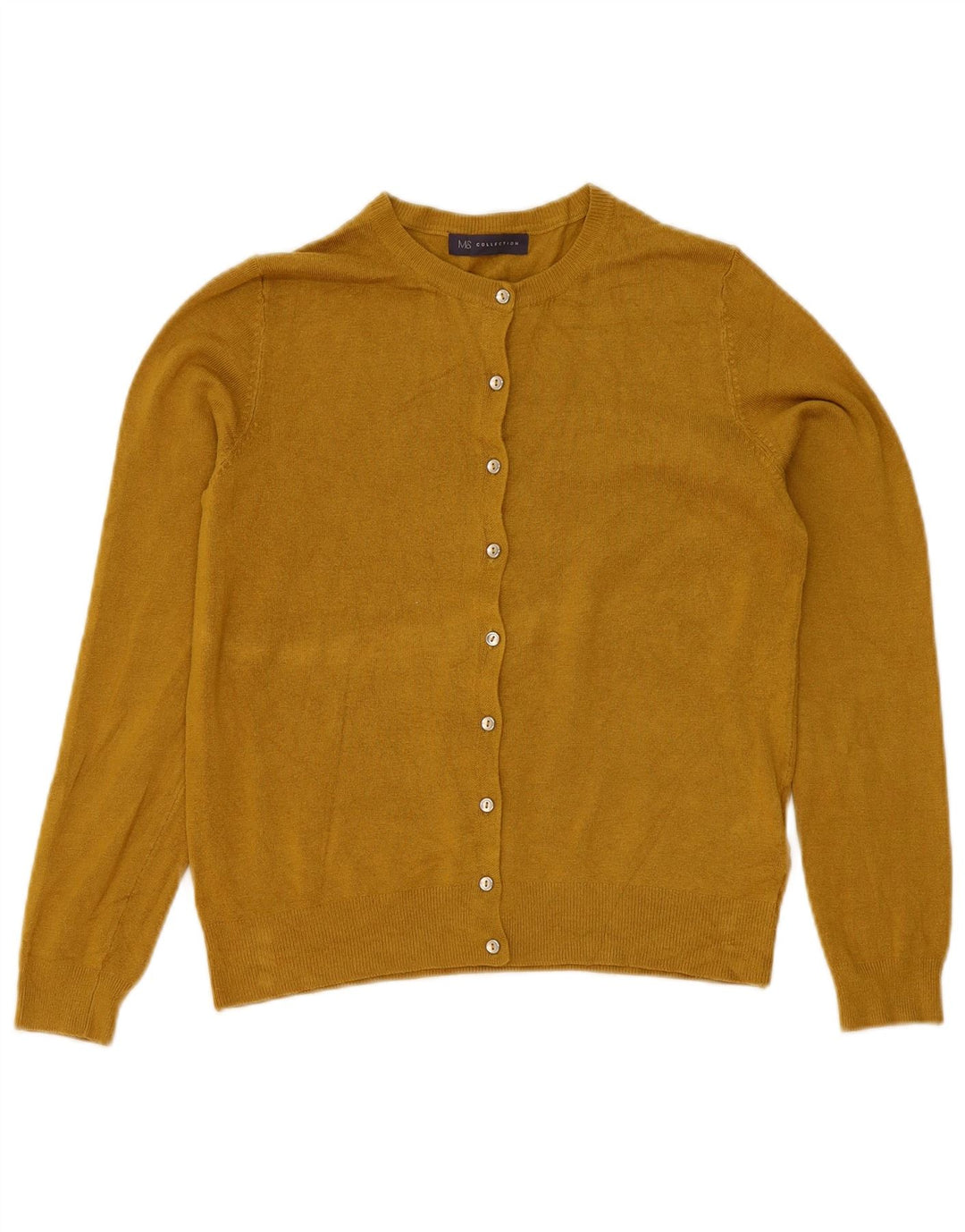 Marks & Spencer Suéter tipo cárdigan para mujer UK 12 Viscosa amarilla mediana