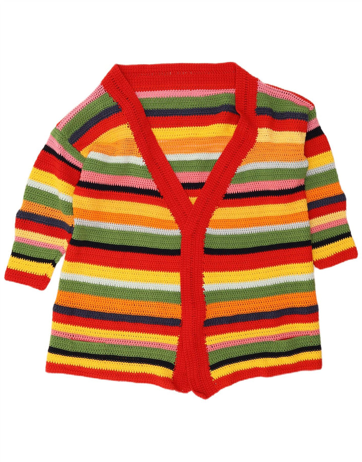 Vintage mujer longline cardigan suéter Reino Unido 14 medio multicolor
