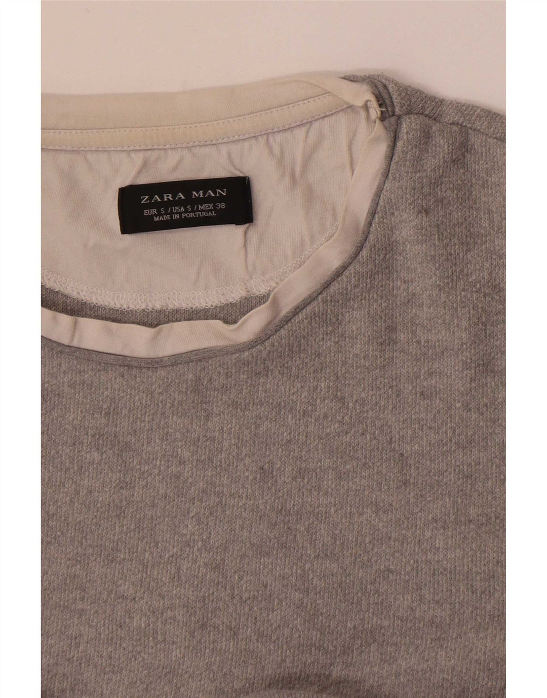 Zara Hombre Top Manga Larga Small Gris Colorblock
