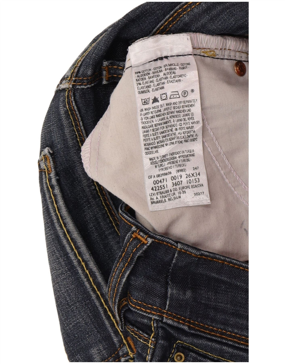 Levi's Mujer 471 Slim Jeans W26 L34 Algodón Azul