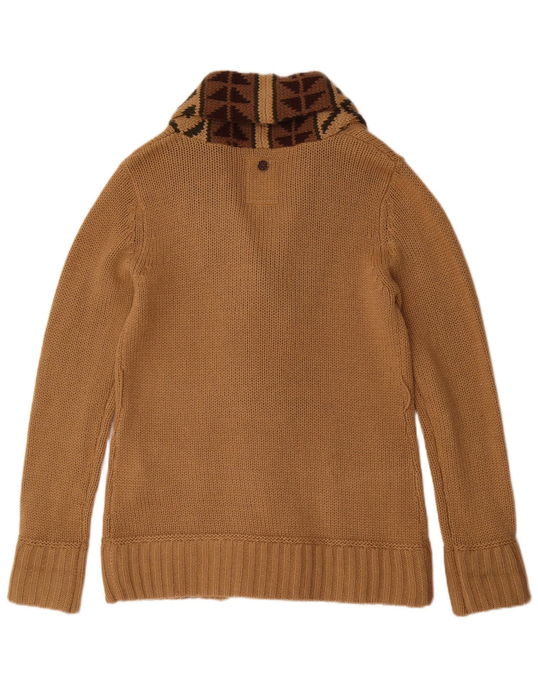 KHUJO Suéter Cárdigan para Mujer Reino Unido 16 Acrílico Geométrico Beige Grande