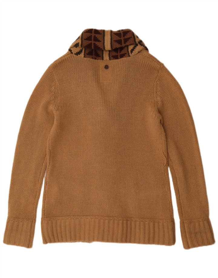 KHUJO Suéter Cárdigan para Mujer Reino Unido 16 Acrílico Geométrico Beige Grande