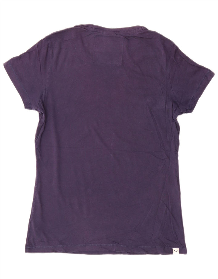 Puma Camiseta gráfica para mujer Top UK 12 Medium Azul marino Algodón