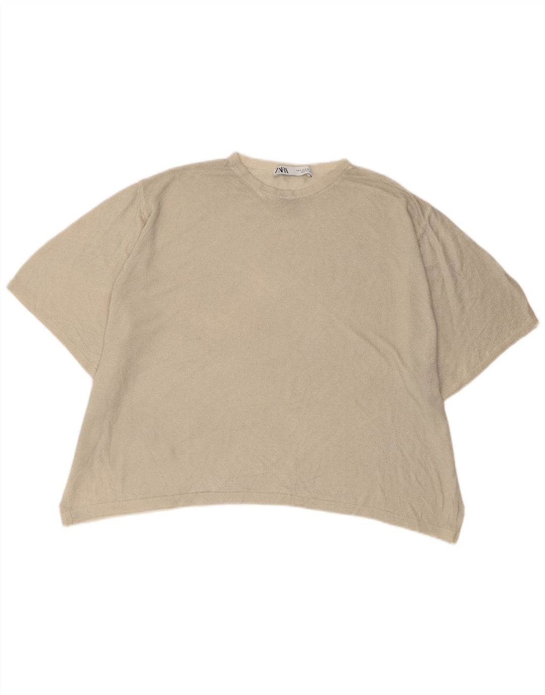 ZARA Mujer Camiseta Extragrande Top UK 10 Small Off White