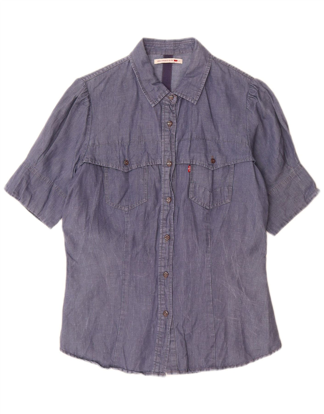 Levi's Camisa de manga corta para mujer UK 44 Large Algodón azul
