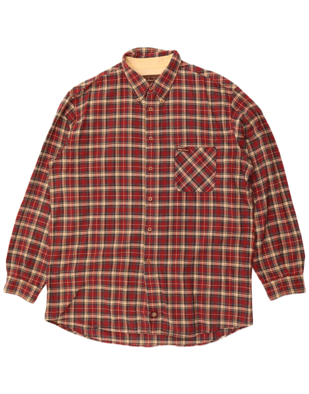 Camisa Marlboro Classics para hombre 3XL Algodón a cuadros rojos