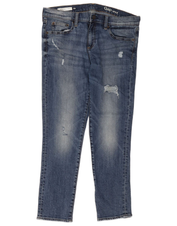 Vaqueros ajustados desgastados Girlfriend W28 L26 de algodón azul para mujer Gap