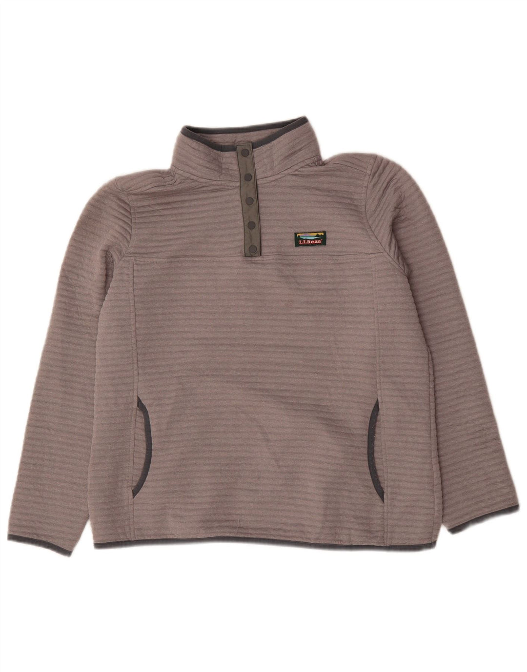 L.L.Bean Sudadera con Cuello y Botones para Mujer UK 46 Poliéster Gris Grande