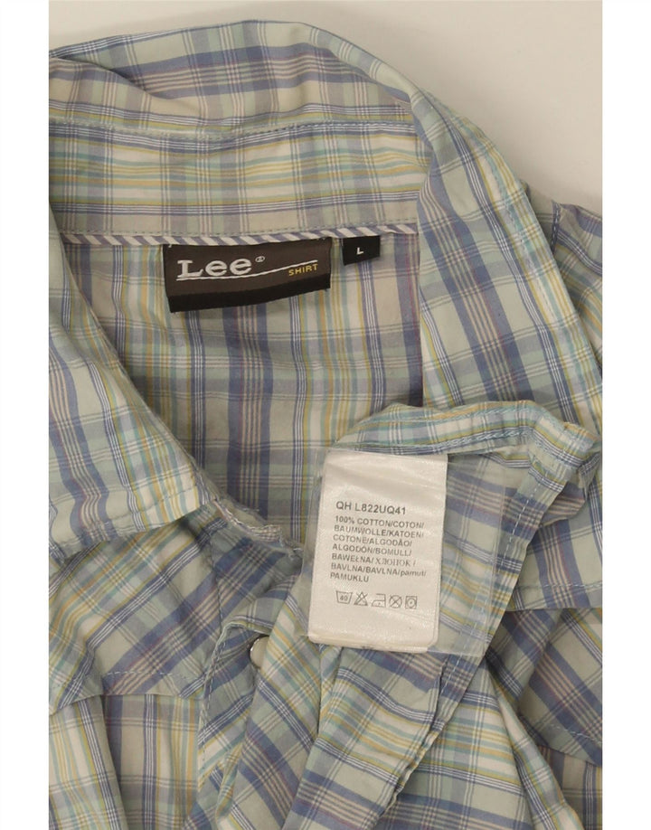 Camisa de manga corta para hombre LEE Large de algodón a cuadros multicolores