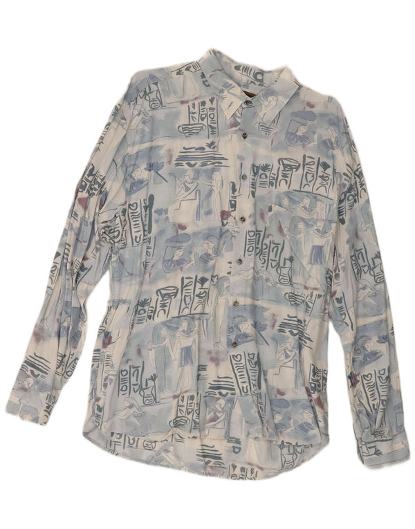 Mac Fashion Camisa con patrón abstracto para hombre, talla grande, color azul