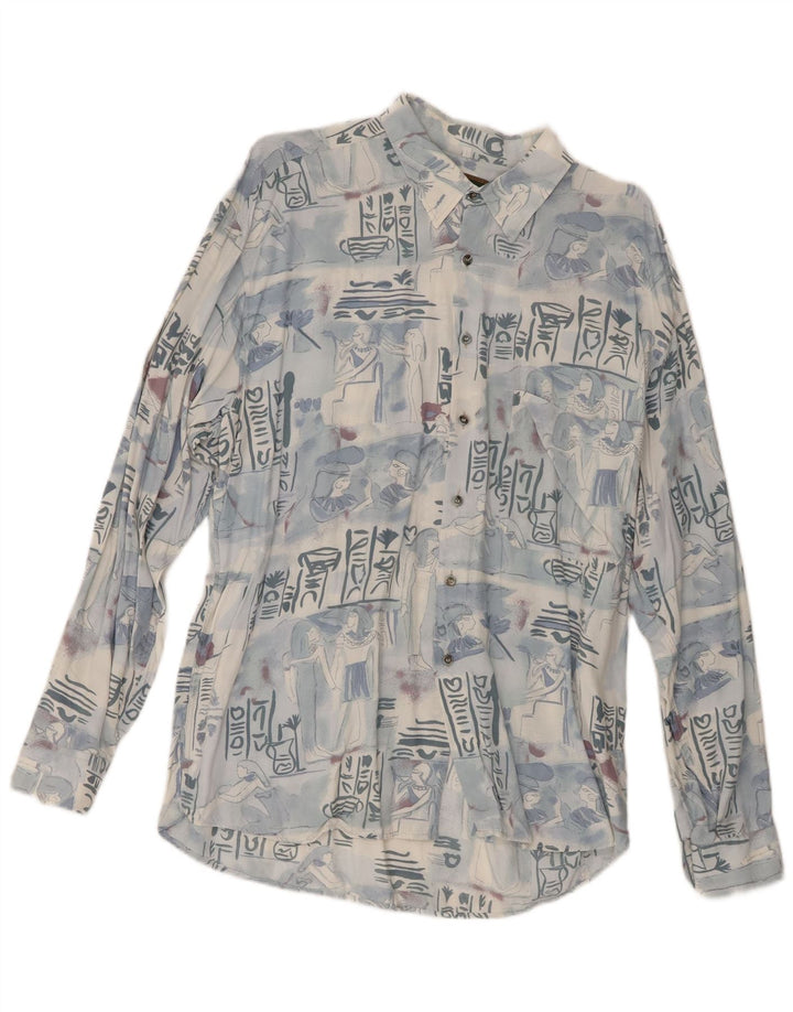 Mac Fashion Camisa con patrón abstracto para hombre, talla grande, color azul