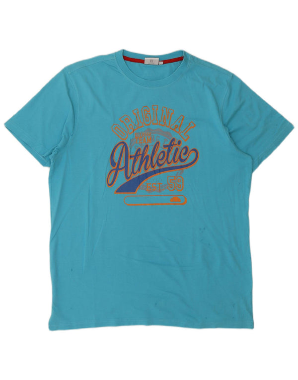 Ellesse Hombre Camiseta Gráfica Top XL Algodón Azul