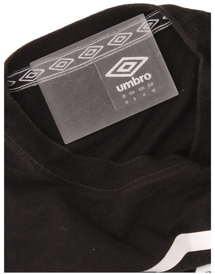 Umbro Mujer Crop Oversize Graphic Top Manga Larga UK 10 Small Negro