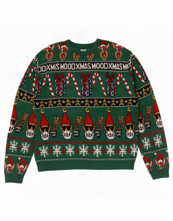 Zara Jersey con cuello redondo para niños 13-14 años Verde Fair Isle Navidad