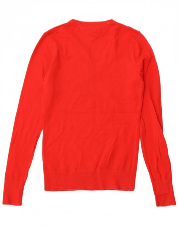 Tommy Hilfiger Suéter con cuello en V para mujer UK 6 XS Algodón rojo