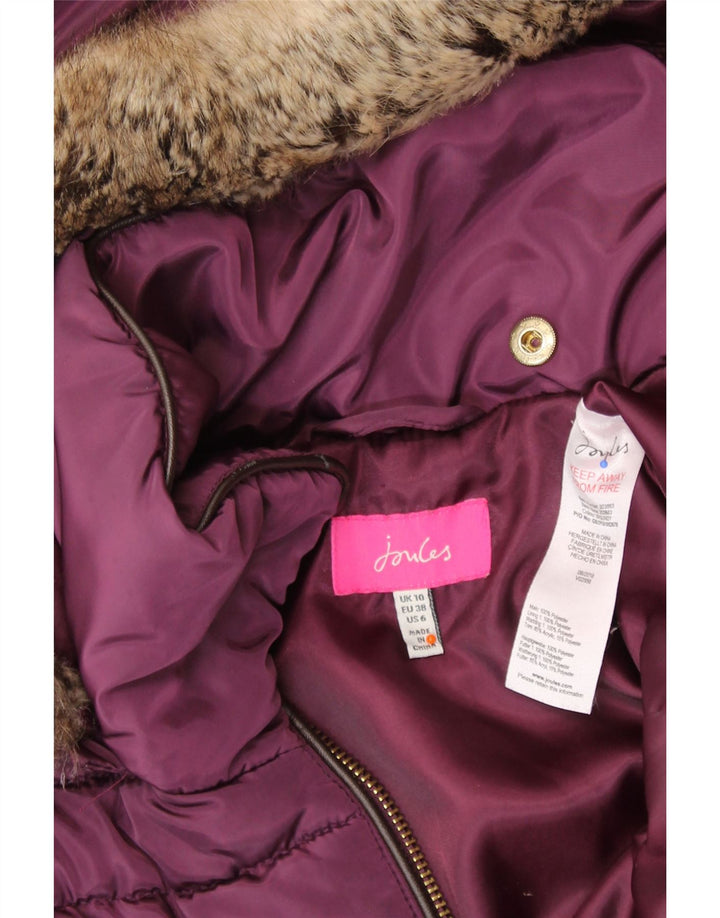 JOULES Chaqueta acolchada con capucha para mujer UK 10 Small Borgoña Poliéster
