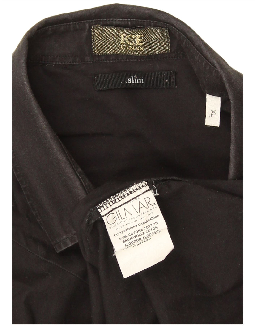 Iceberg Camisa Slim Fit Hombre XL Algodón Negro
