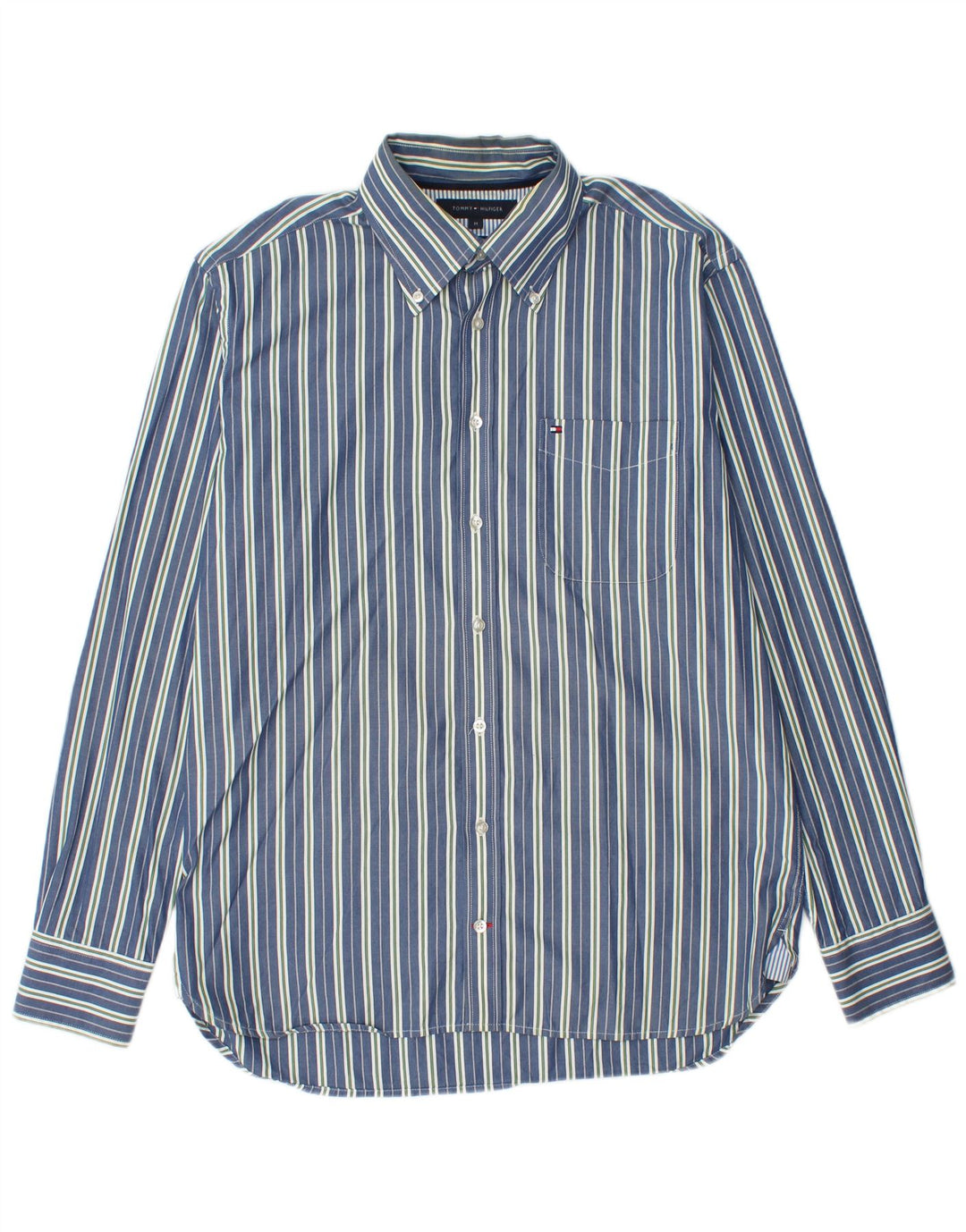 Camisa Tommy Hilfiger Hombre Algodón Rayas Azul Medio
