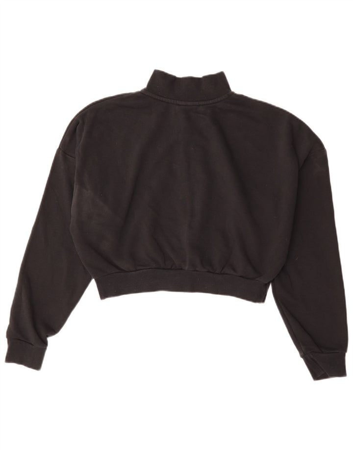 Nike Mujer Oversize Crop Zip Neck Sudadera Jumper UK 10 Small Negro