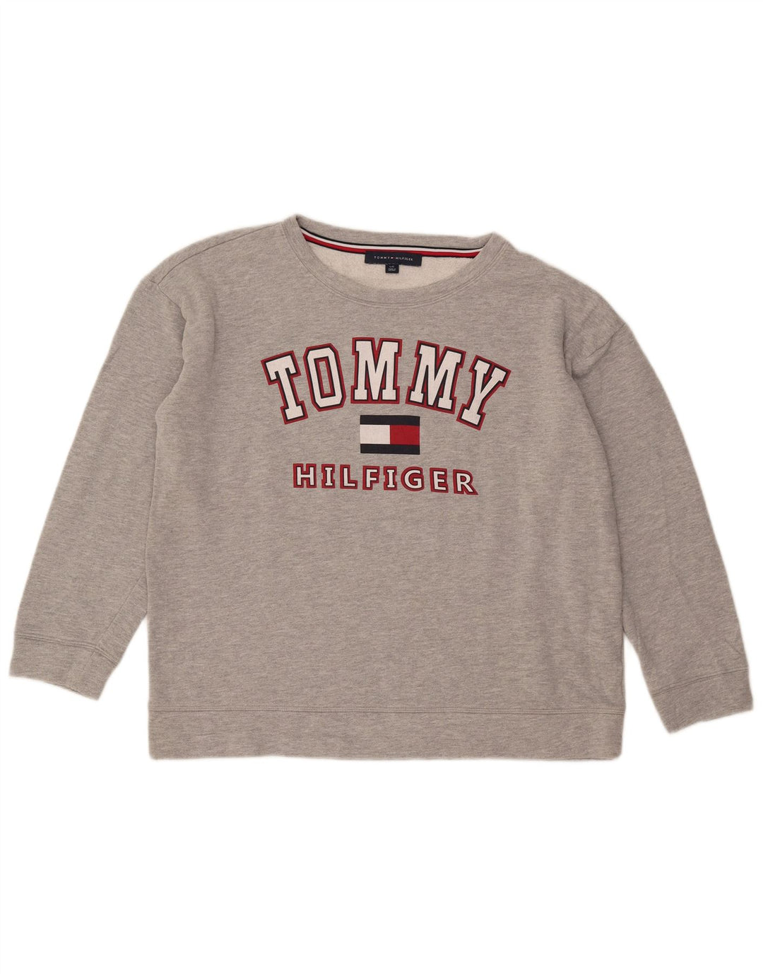 Tommy Hilfiger Sudadera de gran tamaño con gráfico para mujer UK 46 Grande Gris