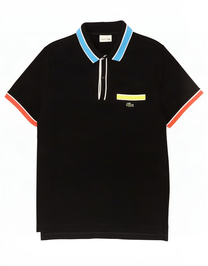 Polo Lacoste para hombre Talla 4 Mediano Negro Colorblock Algodón