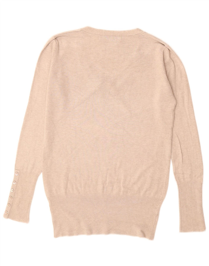 ZARA Mujer Jersey con cuello en V Jersey UK 42 Medium Beige