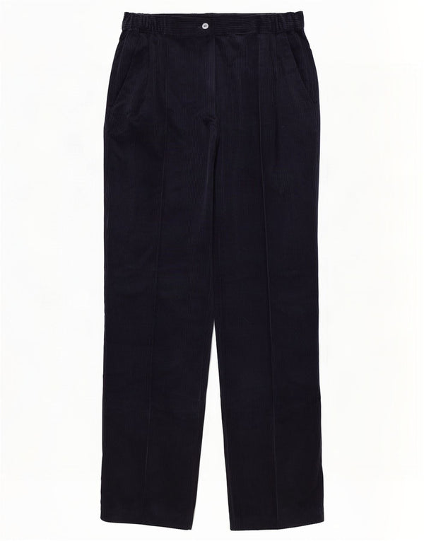 Slimma Pantalones de pana de cintura alta para mujer UK 40 Large W30 L30 Azul marino
