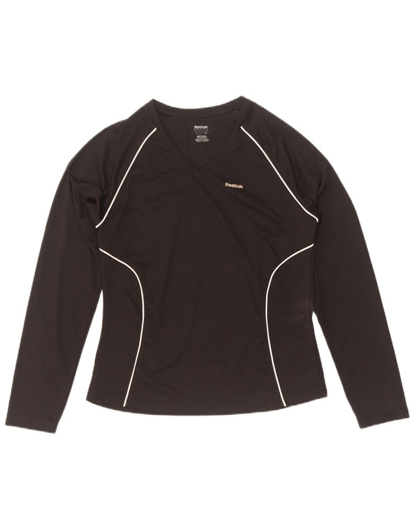 Reebok Camiseta de manga larga para mujer UK 40 Mediano Negro Poliéster