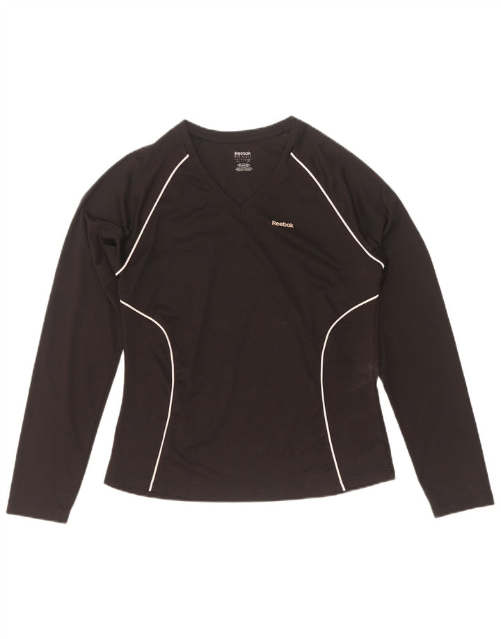 Reebok Camiseta de manga larga para mujer UK 40 Mediano Negro Poliéster