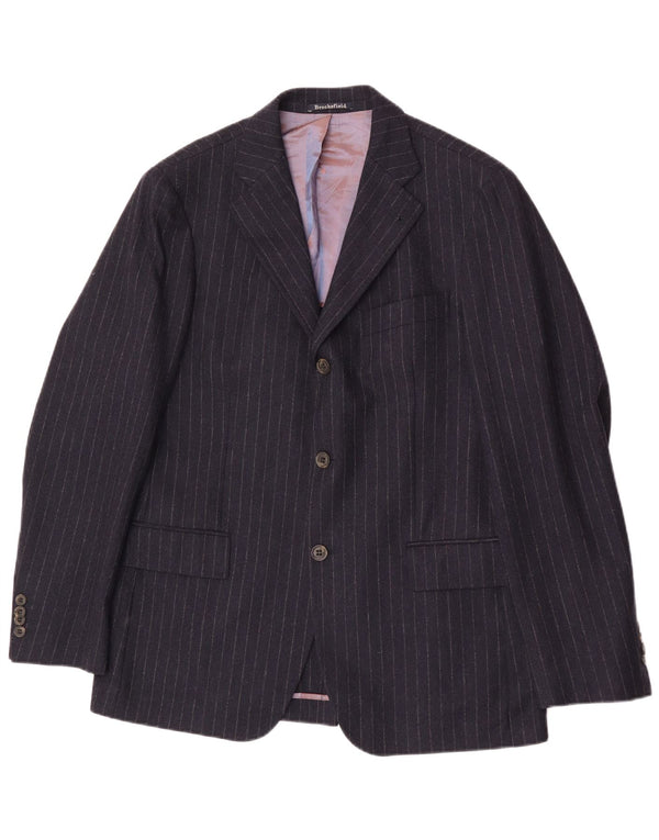 Brooksfield Chaqueta tipo blazer de 3 botones para hombre IT 50 grande azul marino a rayas