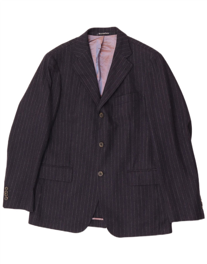 Brooksfield Chaqueta tipo blazer de 3 botones para hombre IT 50 grande azul marino a rayas