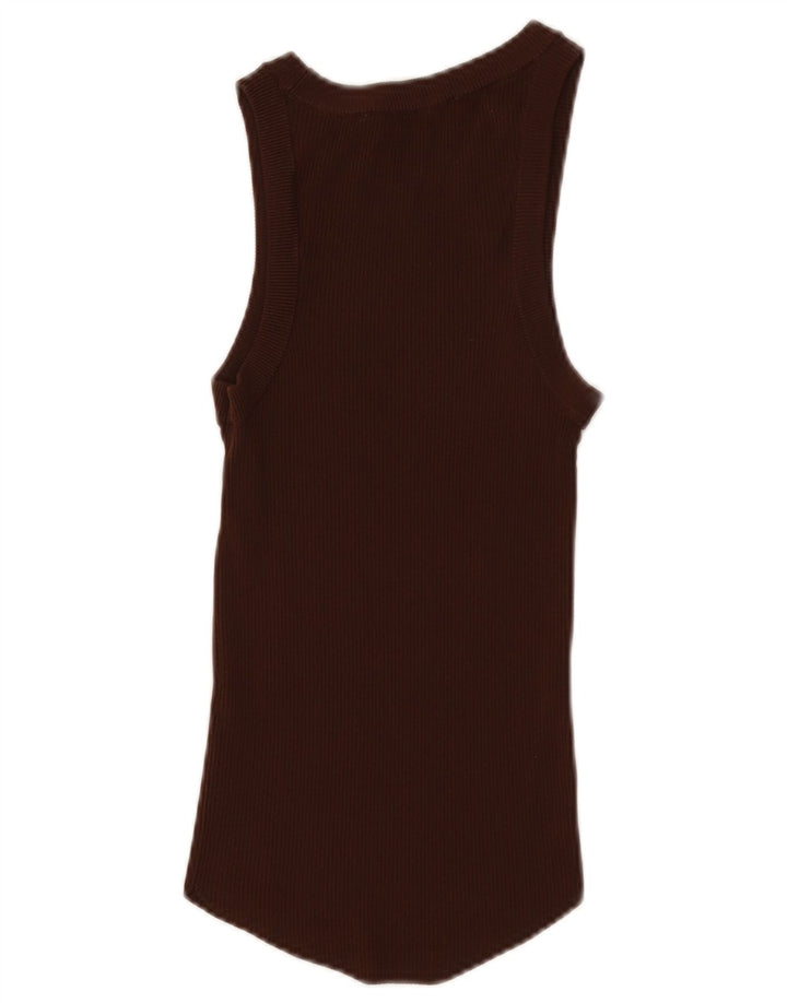 Zara Mujer Chaleco Top UK 8 Small Marrón Viscosa